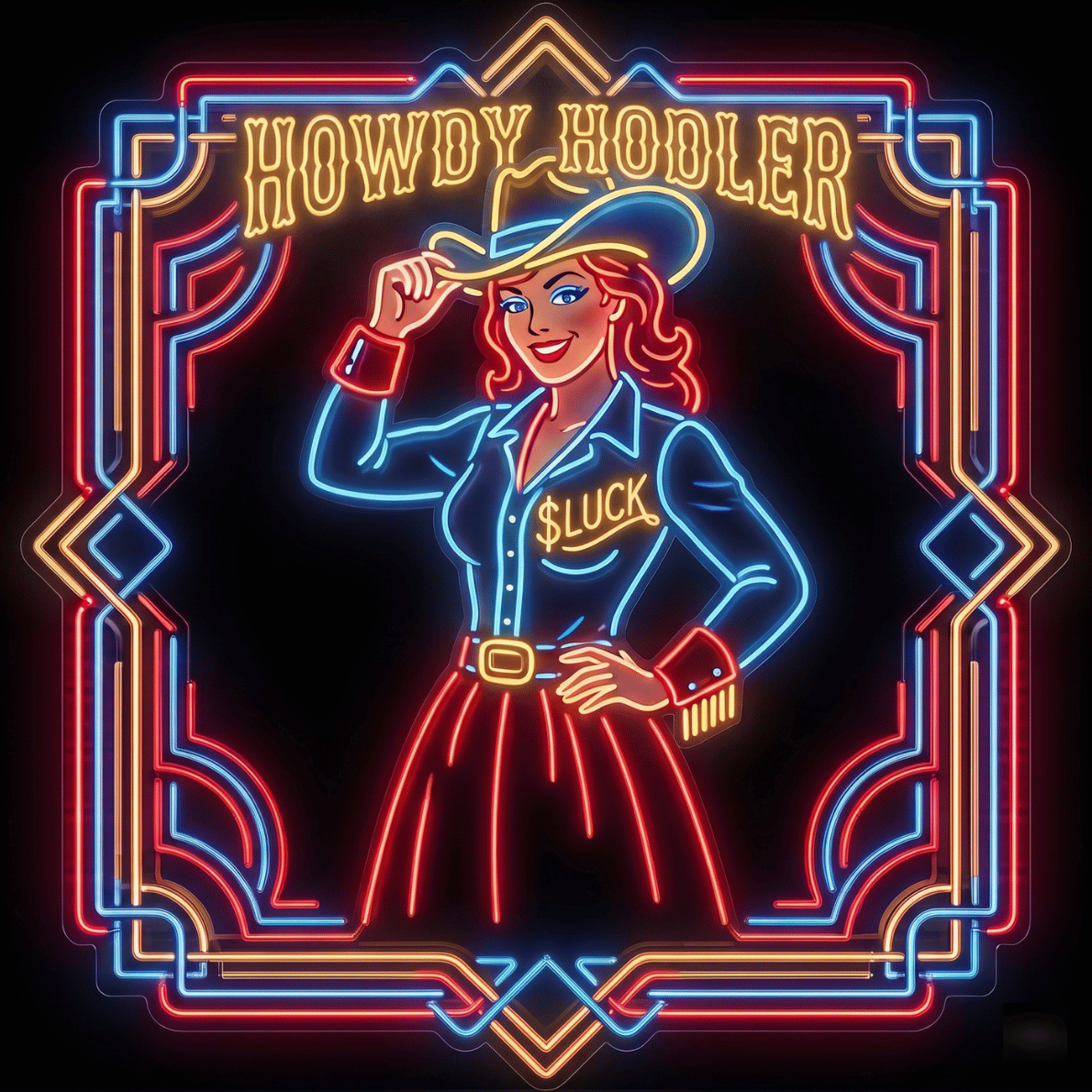 Howdy Hodler neon cowgirl artwork